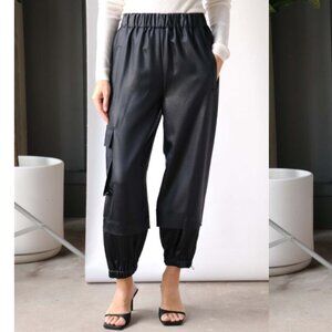 Tibi Celia Drape Wilt Joggers in Navy, size M (Long)